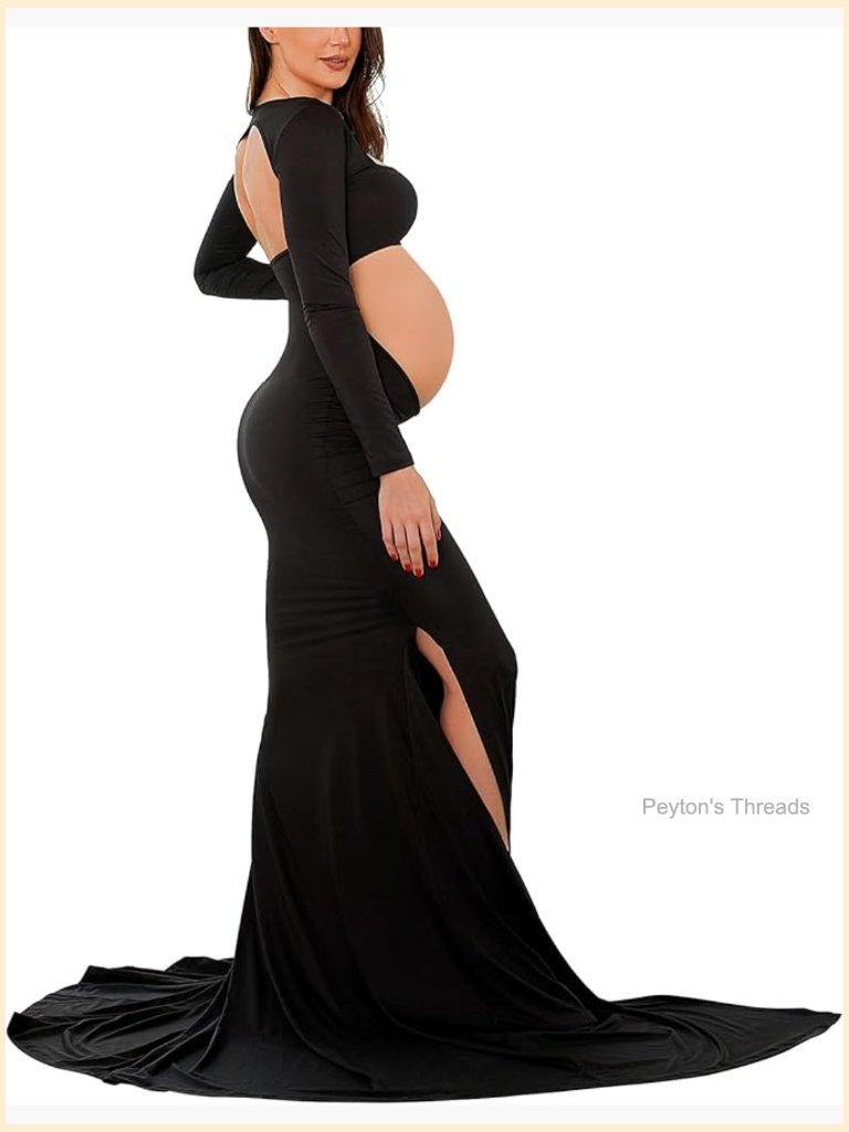 Maternity Maxi Gown With Cut-Out Backless Side Split